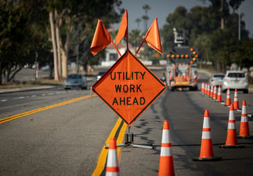 Curb and gutter, landscaping, and right-of-way improvements are common off-site improvements required for development projects