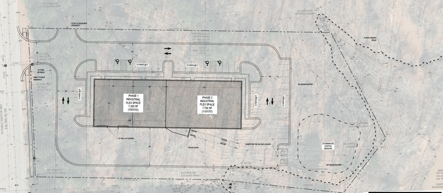 A site plan concept sketch created during pre-development that ca be used to obtain preliminary construction cost estimates